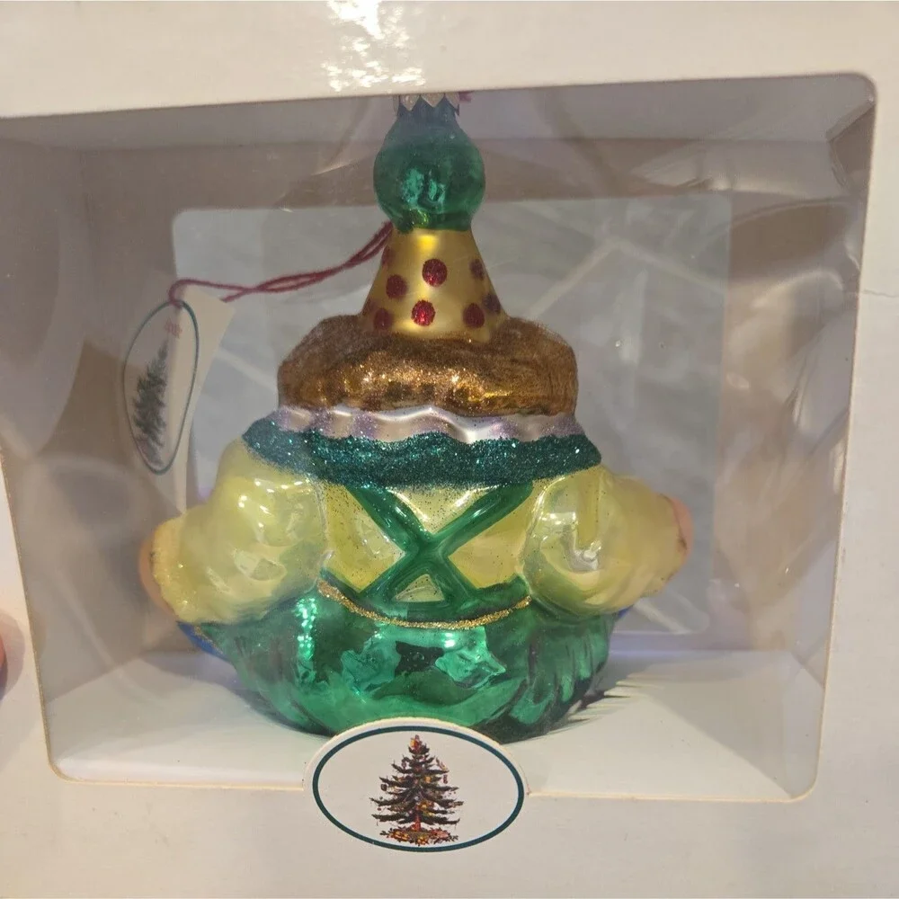 Vintage SPODE ORNAMENTS ON THE TREE Clown  BLOWN GLASS POLAND NIB